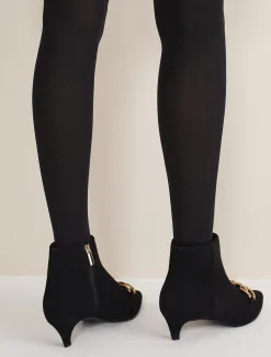 Heels^Phase Eight Chain Front Kitten Heel Boot Black