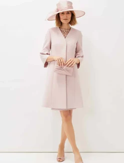 Jackets^Phase Eight Cheryl Frill Cuff Occasion Coat Antique Rose