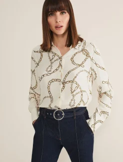 Tops & T-Shirts^Phase Eight Cheska Chain Print Top Ivory