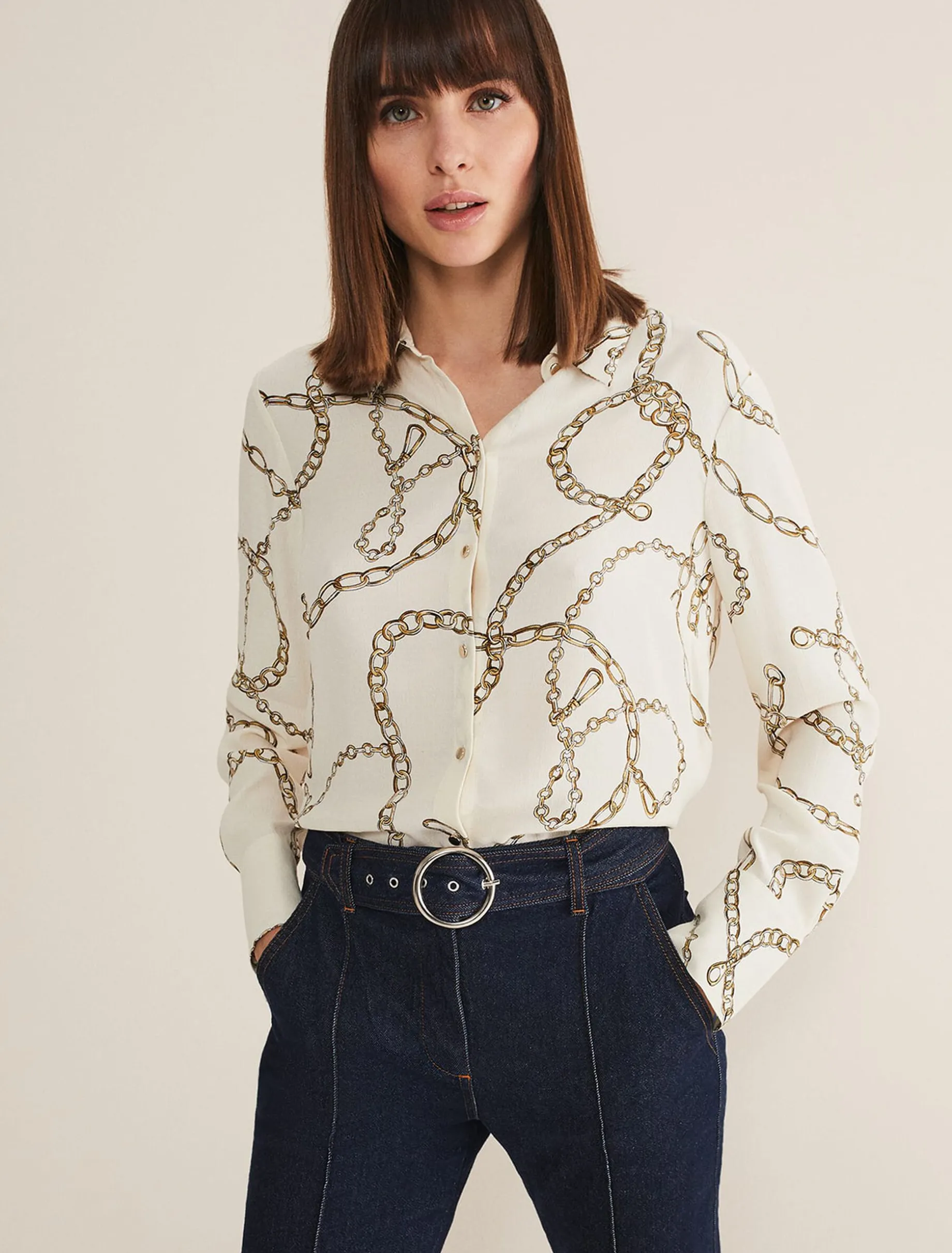 Tops & T-Shirts^Phase Eight Cheska Chain Print Top Ivory