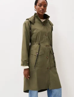 Coats^Phase Eight Chloe Longline Parka Coat Khaki
