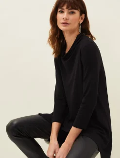 Tops & T-Shirts^Phase Eight Chrissie Cowl Neck Swing Top Black