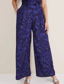 Trousers & Shorts^Phase Eight Coletta Leopard Print Trousers Ultra Violet
