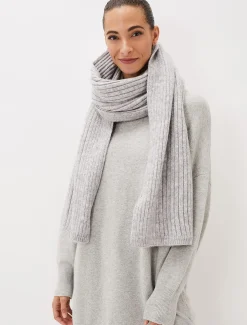 Scarves & Ponchos^Phase Eight Corinna Ribbed Scarf Grey Marl