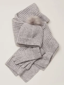 Scarves & Ponchos^Phase Eight Corinna Ribbed Scarf Grey Marl