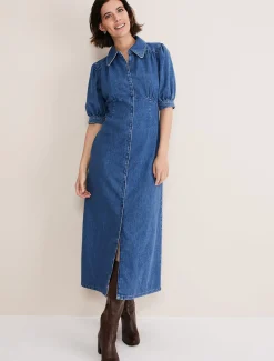 Dresses^Phase Eight Cosette Denim Midaxi Dress Blue