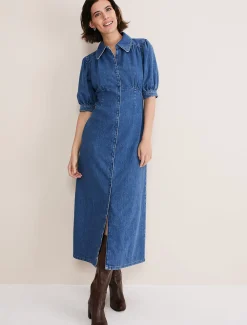 Dresses^Phase Eight Cosette Denim Midaxi Dress Blue
