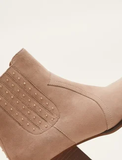 Heels^Phase Eight Cowboy Suede Ankle Boots Stone