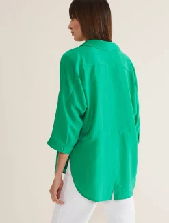 Shirts & Blouses^Phase Eight Cynthia Longline Shirt Green