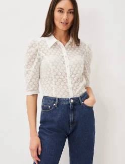 Tops & T-Shirts^Phase Eight Daisy Lace Blouse Ivory
