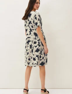Dresses^Phase Eight Daisy Print Swing Dress Black/Ivory