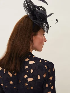 Fascinators & Hats^Phase Eight Danna Flower Disc Fascinator Navy