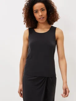 Tops & T-Shirts^Phase Eight Dara Cupro Vest Top Black