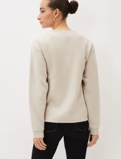 Tops & T-Shirts^Phase Eight Dasha Button Detail Asymmetric Hem Top Oatmeal