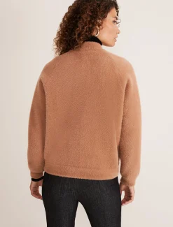 Jackets^Phase Eight Dera Fluffy Bomber Jacket Camel