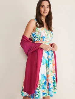 Scarves & Ponchos^Phase Eight Diamond Weave Scarf Magenta
