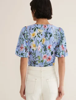 Shirts & Blouses^Phase Eight Donda Floral Ruched Top Blue/Multi