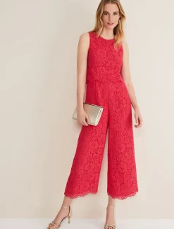 Dresses^Phase Eight Dora Lace Jumpsuit Raspberry