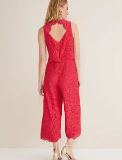 Dresses^Phase Eight Dora Lace Jumpsuit Raspberry