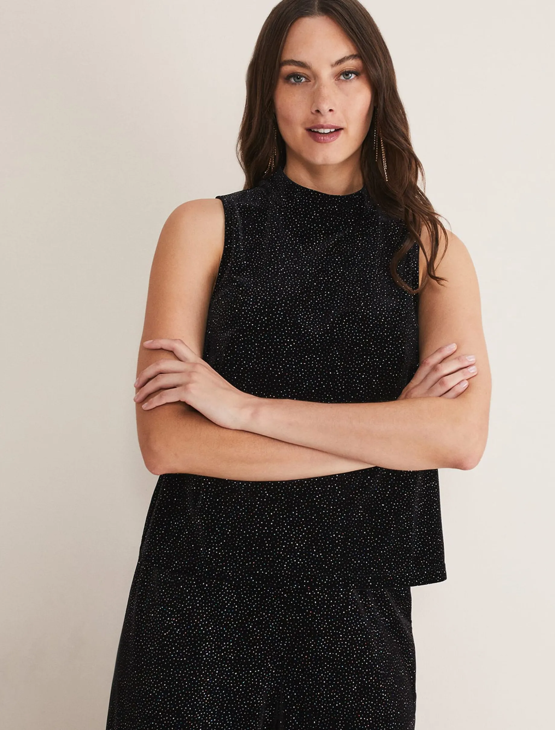 Tops & T-Shirts^Phase Eight Dove Glitter Velvet Top Black/Multi