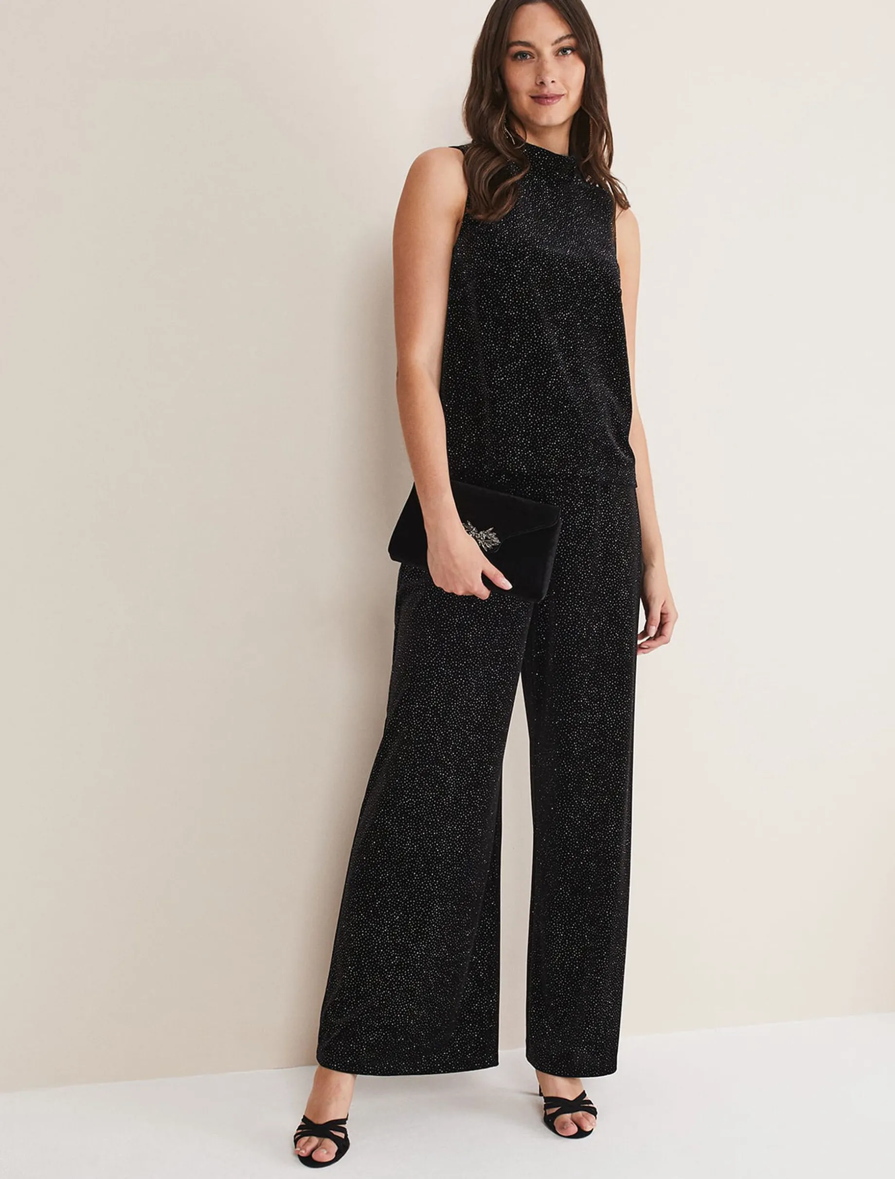 Tops & T-Shirts^Phase Eight Dove Glitter Velvet Top Black/Multi