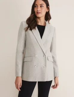 Jackets^Phase Eight Drew Wool Blazer Grey/Neutral