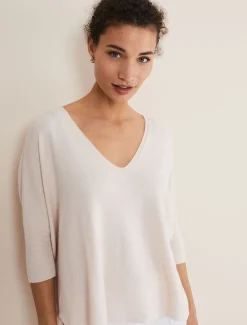 Knitwear^Phase Eight Eden V Neck Jumper Pale Pink