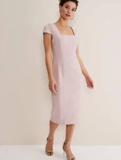 Dresses^Phase Eight Eira Midi Dress Pale Pink