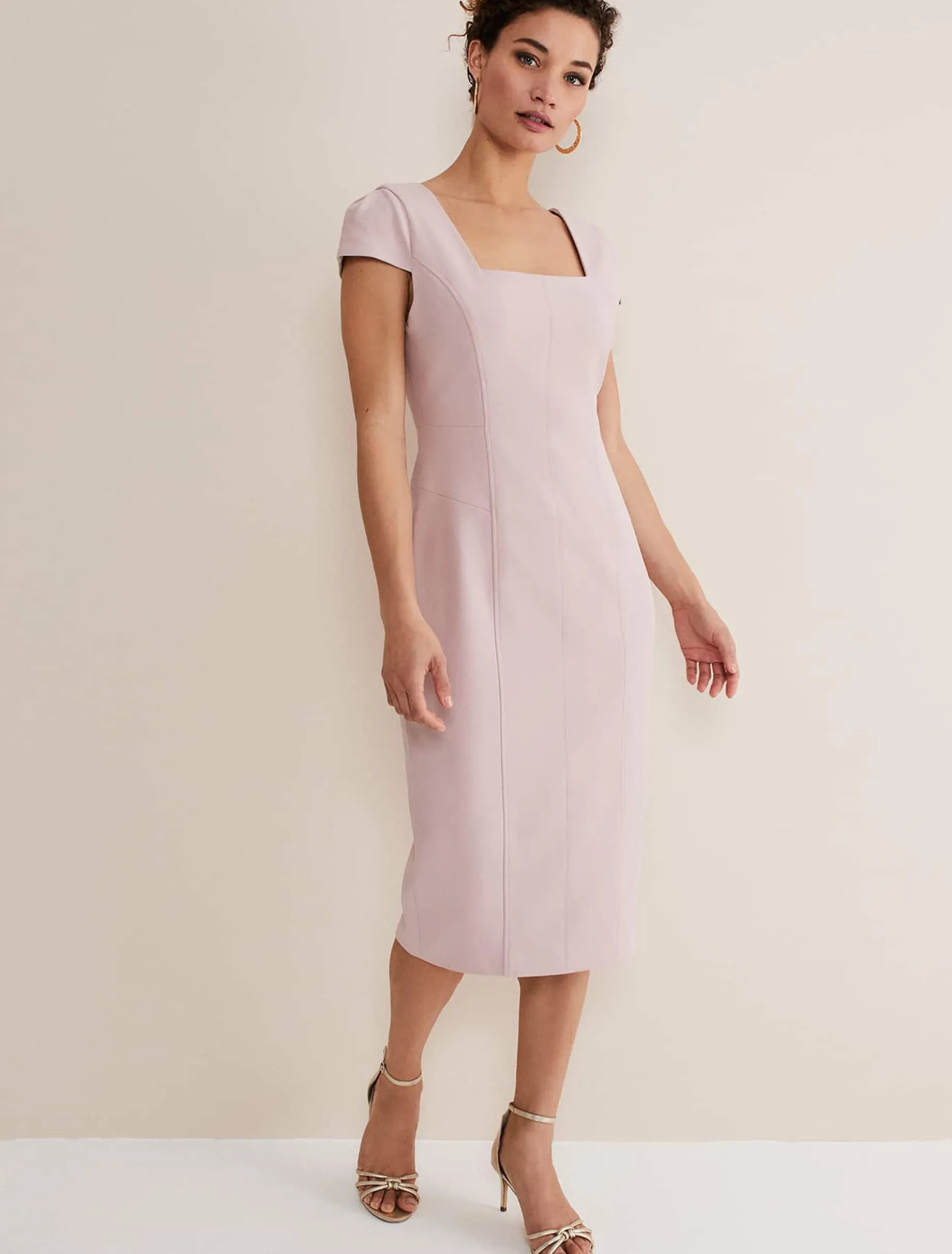 Dresses^Phase Eight Eira Midi Dress Pale Pink