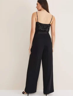 Trousers & Shorts^Phase Eight Elandra Wide Leg Tux Trousers Black