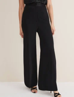 Trousers & Shorts^Phase Eight Elandra Wide Leg Tux Trousers Black