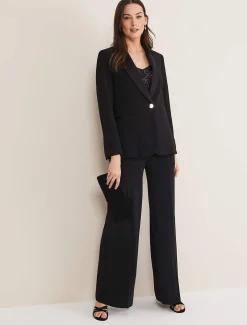 Trousers & Shorts^Phase Eight Elandra Wide Leg Tux Trousers Black
