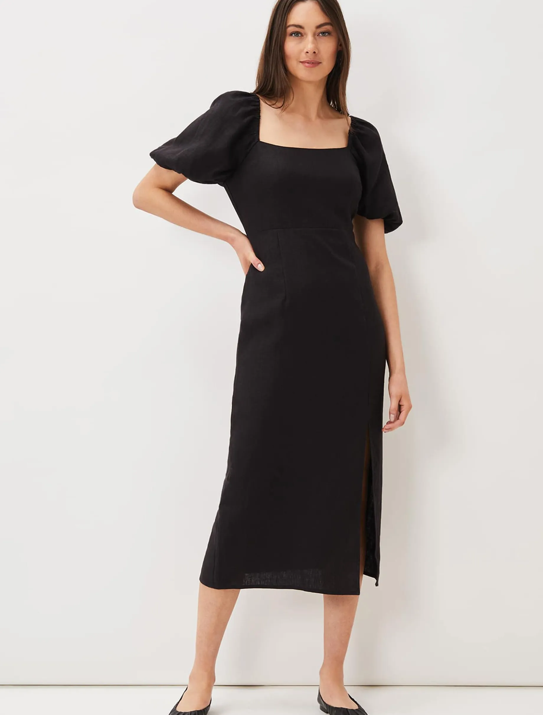 Flats^Phase Eight Elasticated Pump Black
