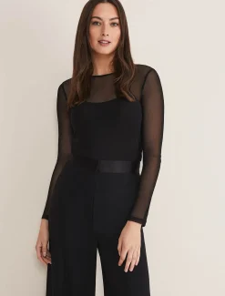 Tops & T-Shirts^Phase Eight Eleena Mesh Top Black