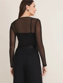 Tops & T-Shirts^Phase Eight Eleena Mesh Top Black