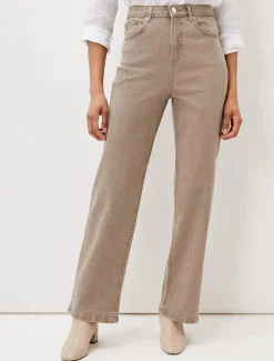 Trousers & Shorts^Phase Eight Eleyana Clay Dye Wide Leg Jean Grey