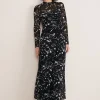 Dresses^Phase Eight Elianna Splatter Long Sleeved Dress Black/Ivory