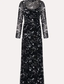 Dresses^Phase Eight Elianna Splatter Long Sleeved Dress Black/Ivory