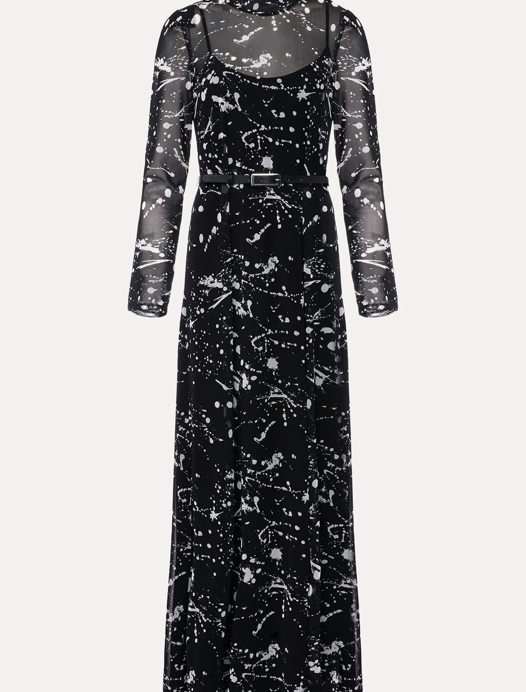 Dresses^Phase Eight Elianna Splatter Long Sleeved Dress Black/Ivory