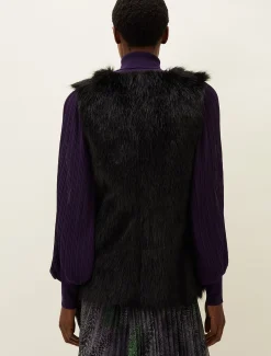 Coats^Phase Eight Ella Longline Reversible Faux Fur Gilet Black