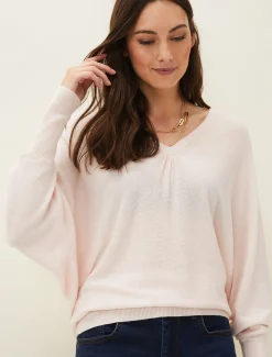 Knitwear^Phase Eight Ellen Fine Knit Jumper Pale Pink