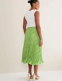 Skirts^Phase Eight Elmina Geo Pleated Midi Skirt Green
