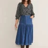 Skirts^Phase Eight Elodie Tiered Denim Skirt Mid Wash Blue