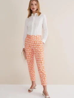 Trousers & Shorts^Phase Eight Elysia Geo Cigarette Trousers Pink/Orange