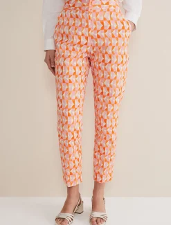 Trousers & Shorts^Phase Eight Elysia Geo Cigarette Trousers Pink/Orange