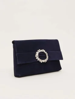 Bags^Phase Eight Embellished Slim Clutch Bag Navy