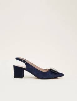 Occasion Shoes^Phase Eight Embellished Toe Block Heel Slingback Navy