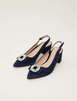 Occasion Shoes^Phase Eight Embellished Toe Block Heel Slingback Navy