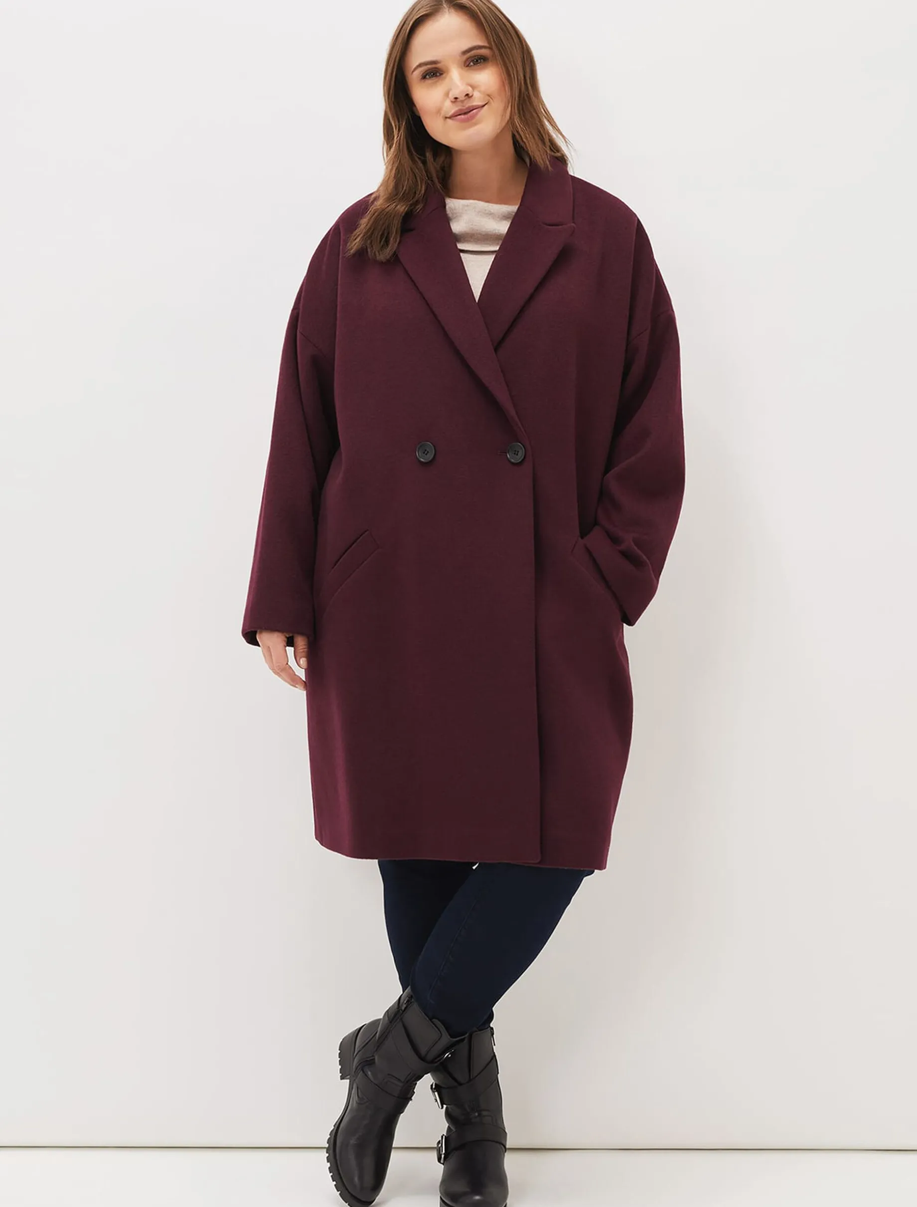 Coats^Phase Eight Emery Double Breasted Wool Coat Port