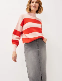 Knitwear^Phase Eight Emilia Stripe Chunky Jumper Pink/Red